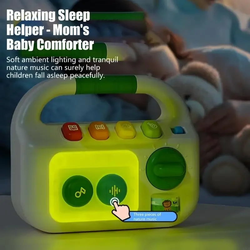 جهاز راديو محمول للأطفال مزود بإضاءة صوتية تفاعلية وآمنة ومشغل موسيقى وراديو وجهاز تطوير اللغة للتعلم المبكر 15UB