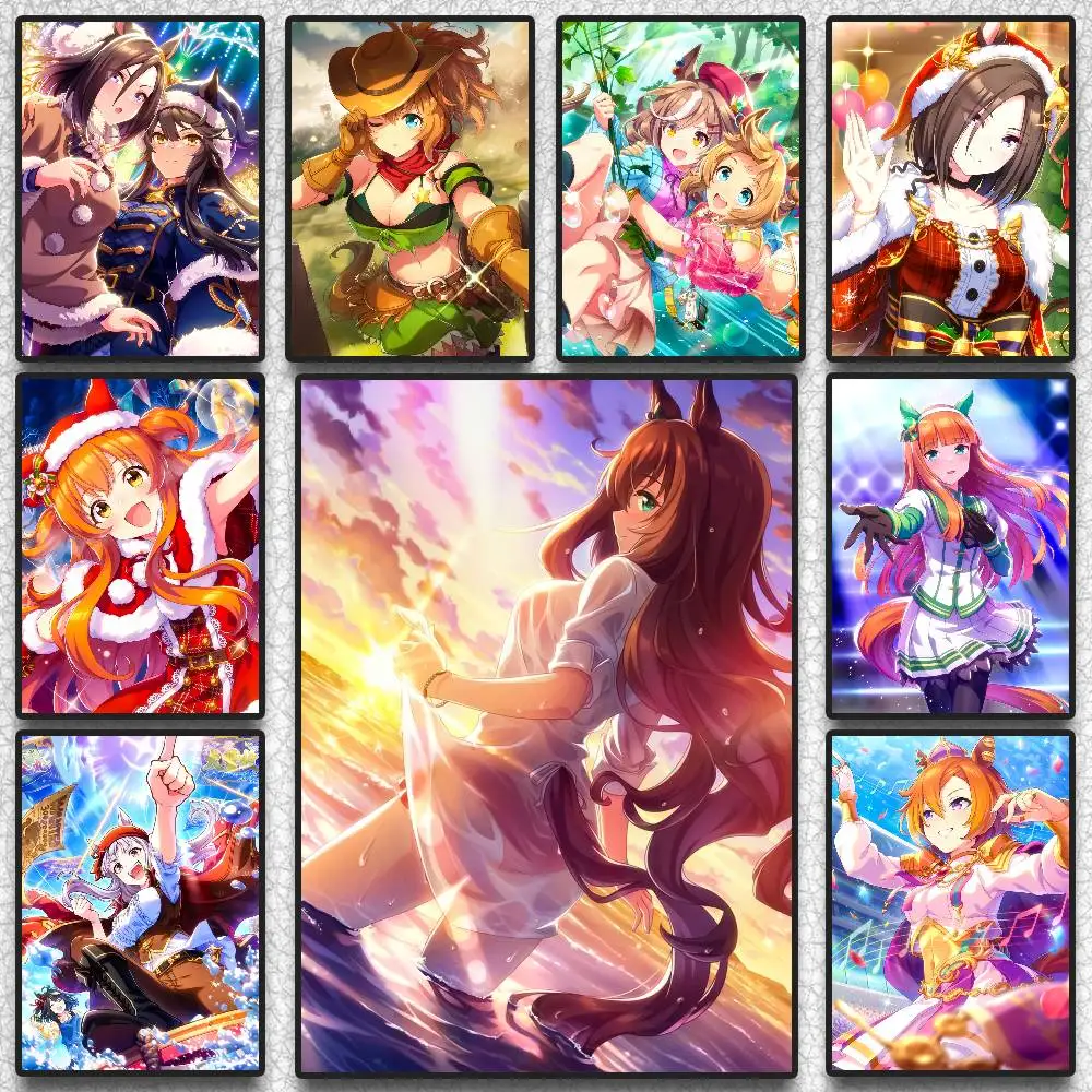 ملصق U-Umamusume Pretty Derby عالي الدقة جدار لاصق مقاوم للماء لغرفة المعيشة المنزلية وغرفة النوم والديكور الجمالي