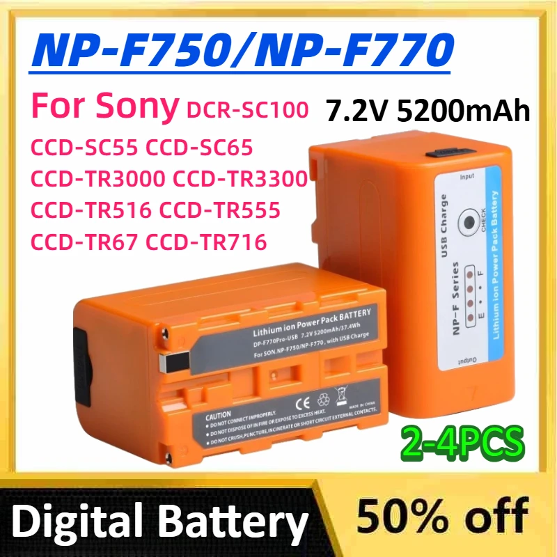 

7.2V 5200mAh NP-F750 NP-F770 Battery for Sony DCR-SC100 CCD-SC55 CCD-SC65 CCD-TR3000 CCD-TR3300 CCD-TR516 CCD-TR555 CCD-TR67