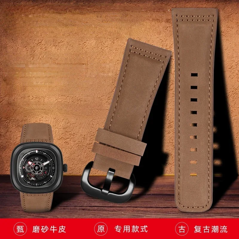 Genuine Leather Watchband for Seven Friday Watch Strap Retro Fashion P Series SF-P1B P3C Watch Band M1 2 3 Accessories 28mm