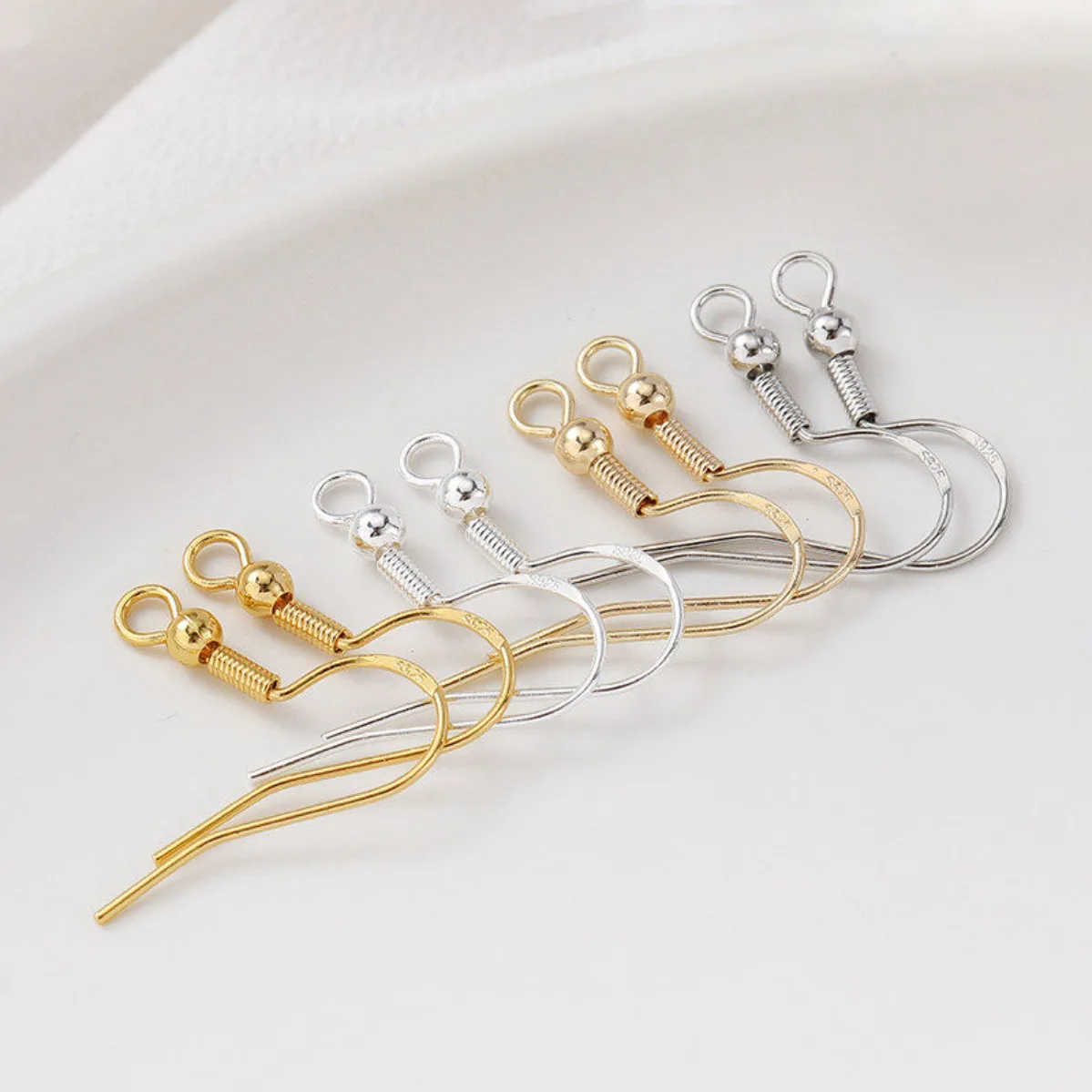 14K Gold Plated Spring Ear Hooks Marked 925, DIY Earring Dangle Jewelry Findings Supplies