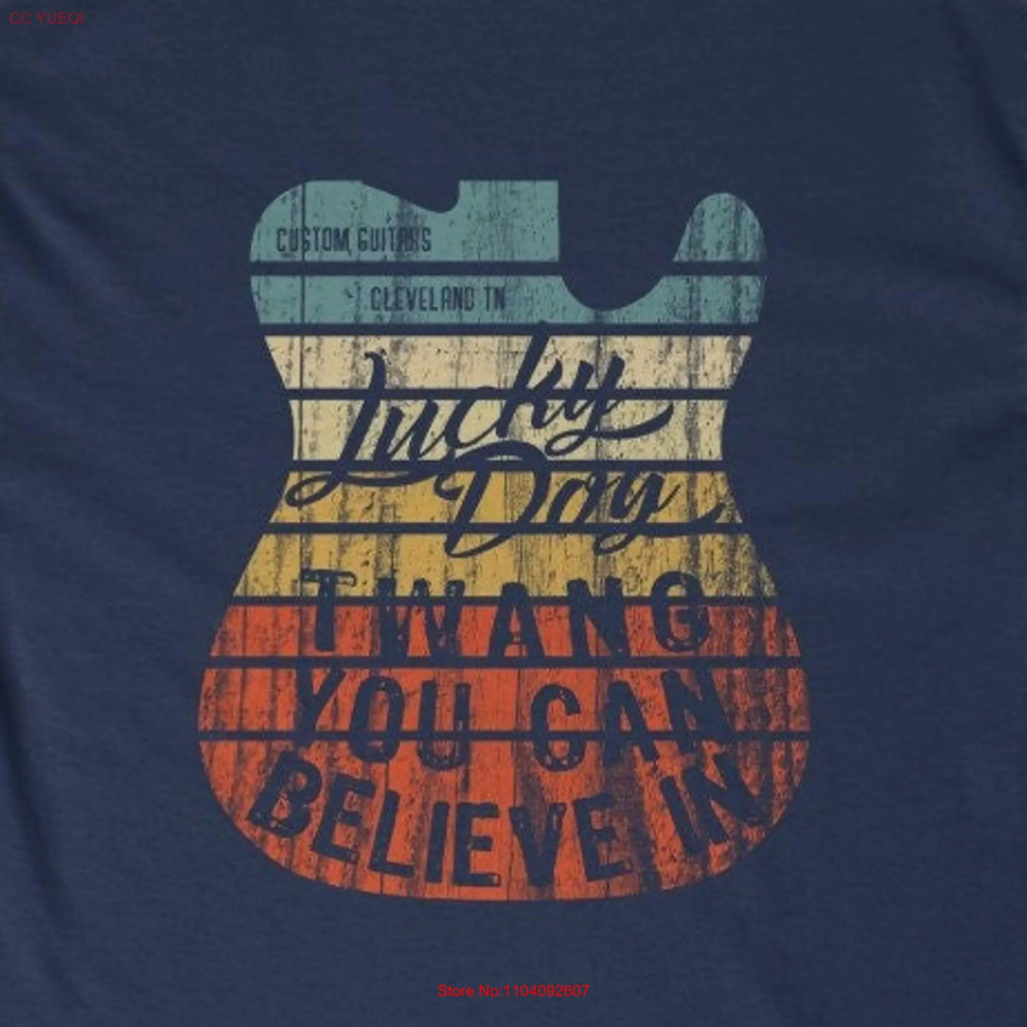 Lucky Dog Guitars TWS You Can Believe In, camiseta Retro Vintage, impresión trasera completa, logotipo de bolsillo, Outlaw Country Rock Nashville