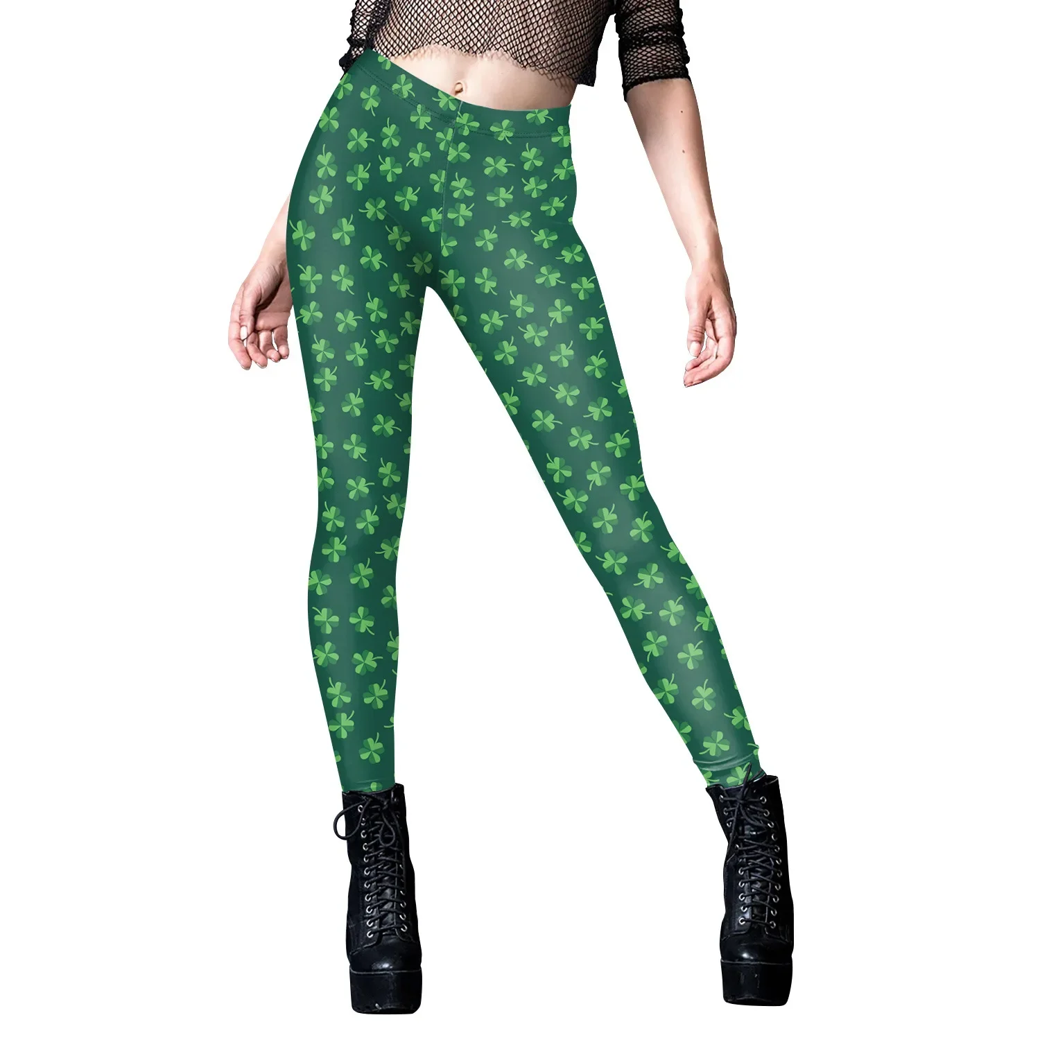 St. Patrick's Day Clover Leggings Women Green Sexy Tights Irish Festival Party Trousers Girls Pants Elastic Workout