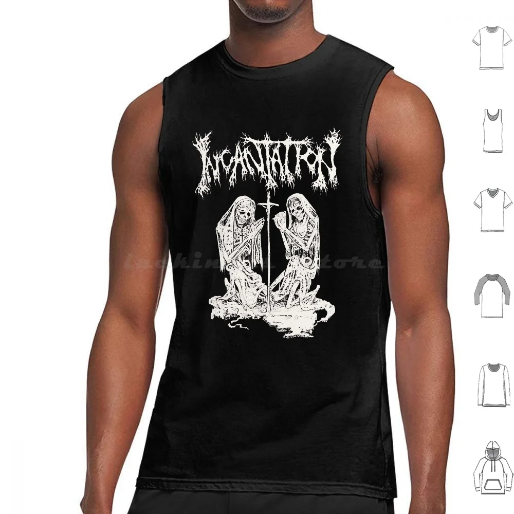 Incantation Tank Tops Vest Sleeveless Burzum Incantation Black Metal Band Death Metal Band Emperor Kreator Napalm Death