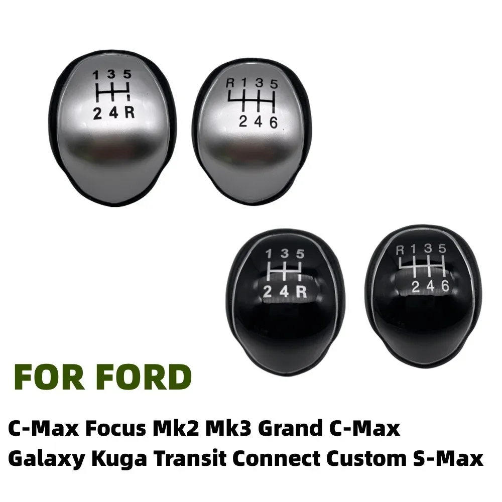 Perilla de palanca de cambios de coche, palanca de cambios de cuero de 5/6 velocidades, brazo Headball para Ford c-max Focus Mk2 Mk3 Grand c-max Galaxy Kuga Transit