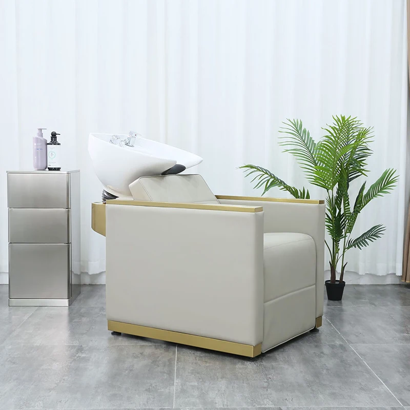 Luxury Reclining Head Spa Washing Chair Modern Salon Furniture Barbershop Hair Shampoo Chair for Sale