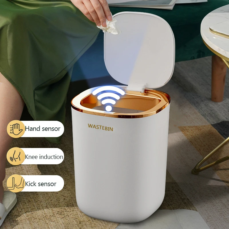 12L Smart Sensor Trash Can Bathroom Automatic Trash Bin Luxury Garbage Bucket For kitchen Toilet Wastebasket Smart Home