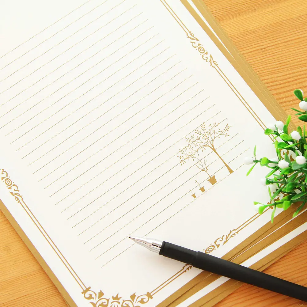 

8Pcs Vintage Kraft Letter Writing Paper Set 2 Floral Patterns Retro Style Stationery Paper for Personal Notes Letters