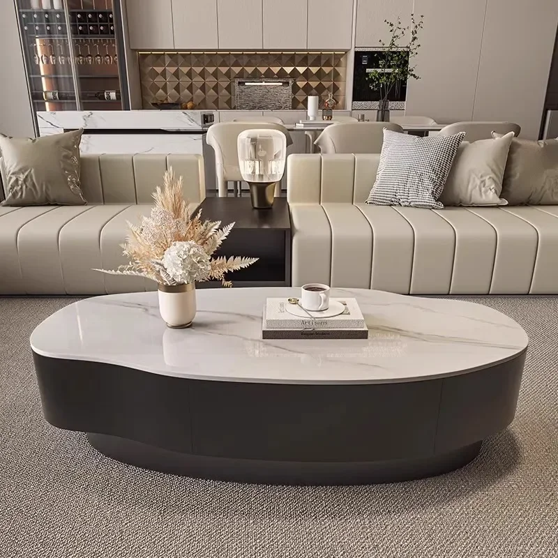 Italian Rock Slab Coffee Table Modern Minimalist Square Tea Table for Living Room Home Light Luxury Small Apartment Furniture