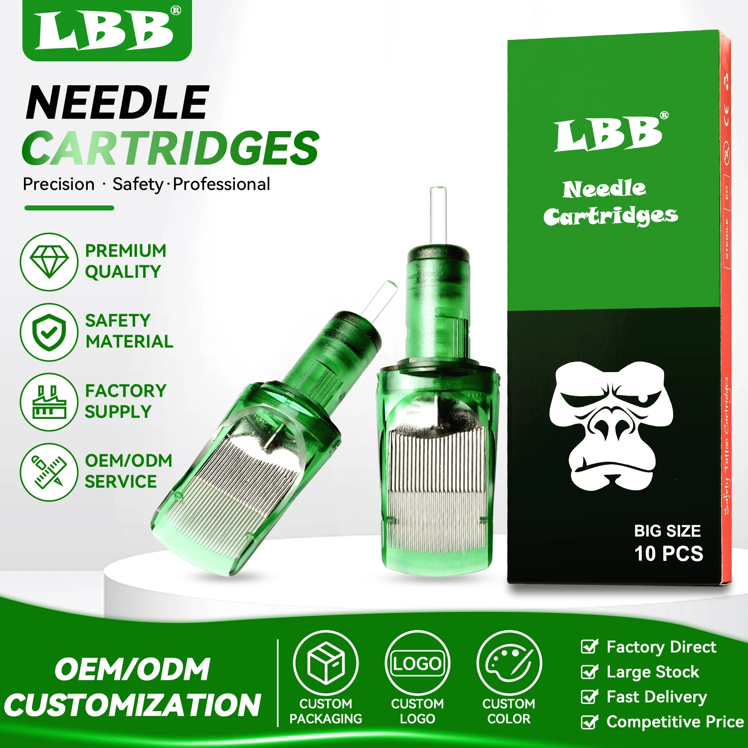 Large Size 29 35 39 45 49 Round Magnum LBB Tattoo Needle Cartridge Open Tip Design for Big Pattern And Shadow Coloring-10pcs