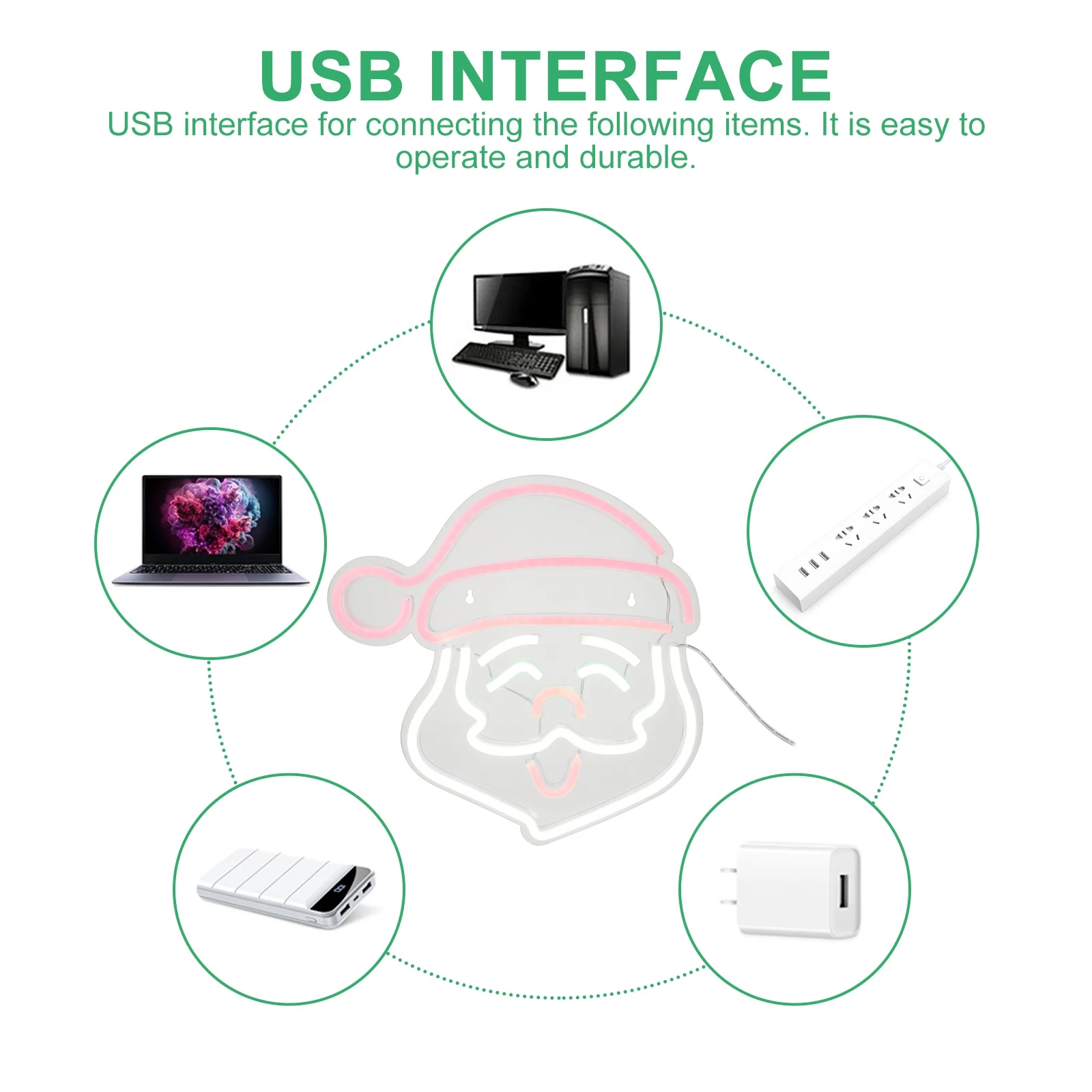 ديكور سانتا النيون مصباح USB بالطاقة ضوء لغرفة النوم دراسة الإضاءة ضوء الليل زخرفة