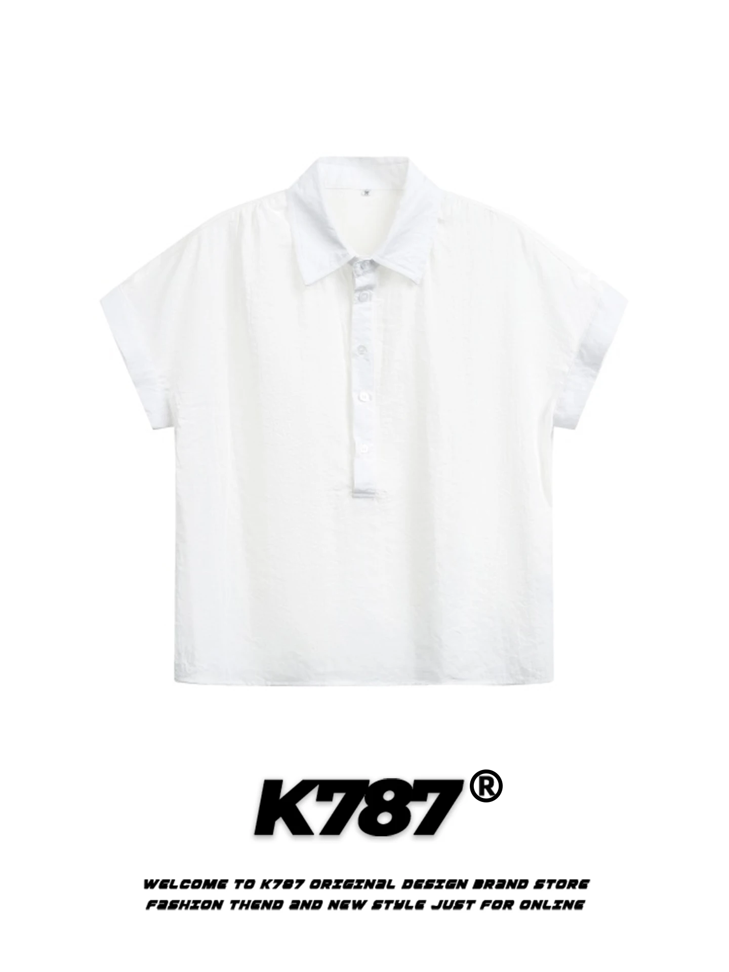 

K787 American Style Casual Short Sleeve T-Shirt Women Slimming Short Length Simple White Versatile Top for Younger Look