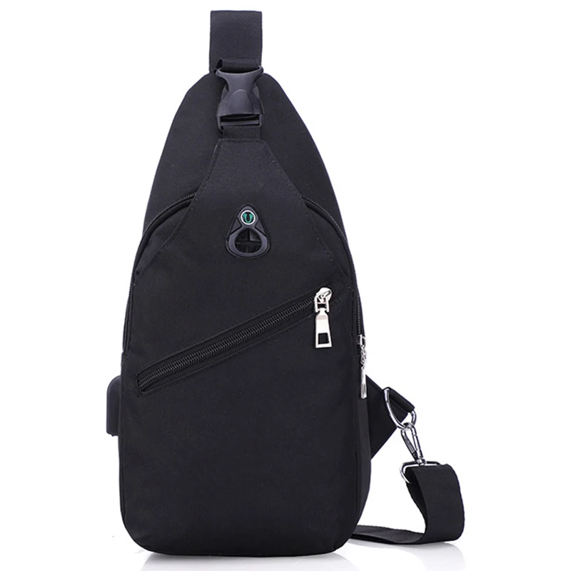 TEXU Antitheft Usb Recharging Chest Pack Bag Men Waterproof Crossbody Bag For Women Short Trip Messenger Shoulder Bag Black