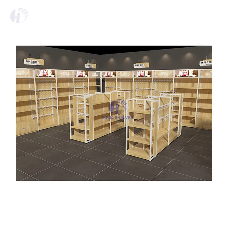 Rak Display Iklan Supermarket Pabrik Cina, Rak Toko Supermarket Kayu