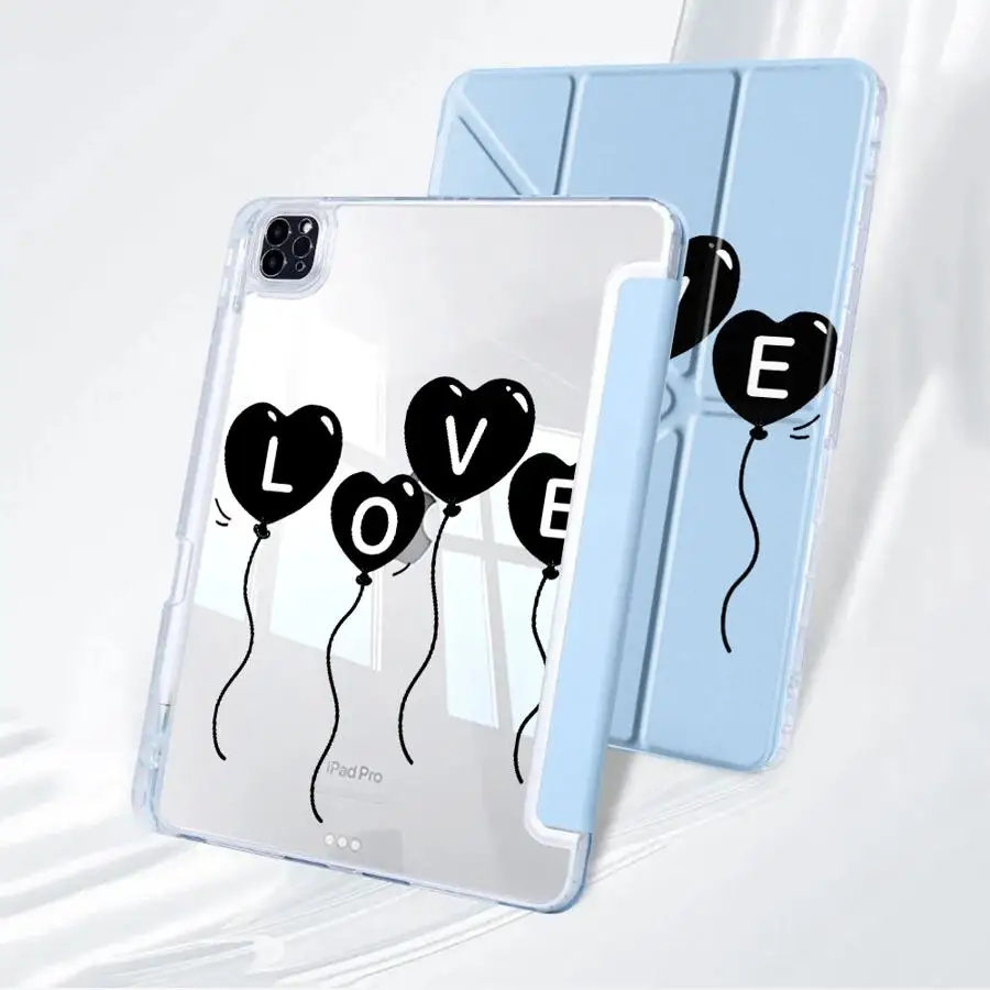 Funda Protectora para Tablet con Diseño de Globos de Amor, Compatible con iPad Air 4 5 M3 M2 M4 11 Pulgadas Pro 11.ª 10.ª 9.ª 8.ª 12 Pro 2025 Mini 6 7 Y-Fold