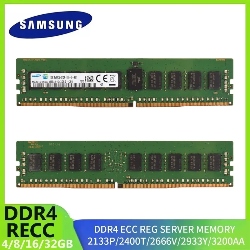 Samsung Server Ram DDR4 ECC REG RAM 32GB 16GB 8GB RECC Support X99 Motherboard RECC 3200AA 2933Y 2666V 2400T 2133P Server Memory