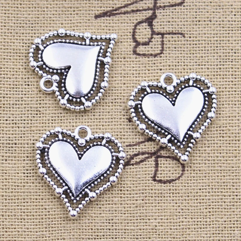 10pcs Charms Heart 20x20mm Antique Silver Color Pendants Making DIY Handmade Tibetan Finding Jewelry