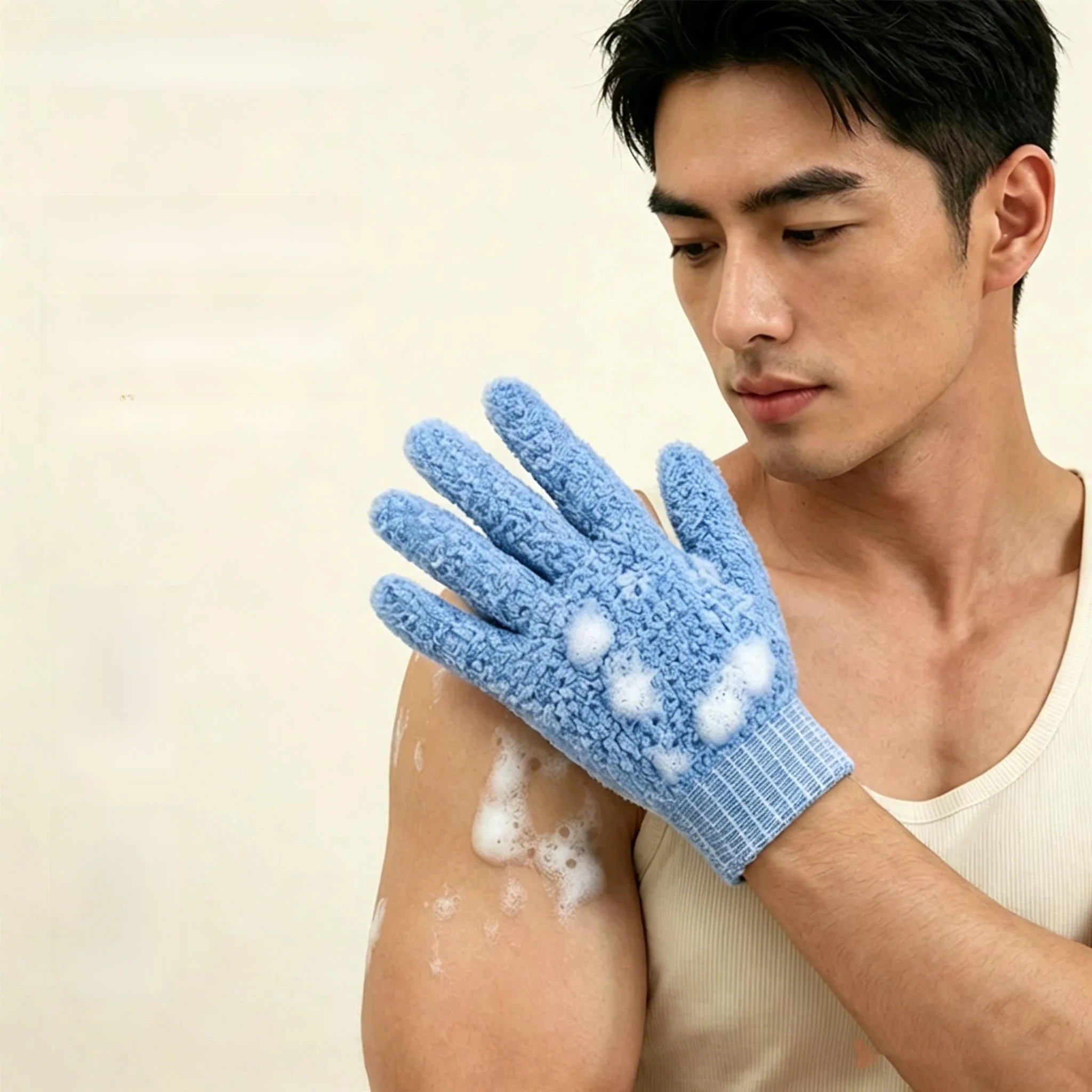 高品質男性用バススクラブグローブ、強力な泥落とし背中洗いツール、肌に優しいパーソナル衛生洗浄ツール