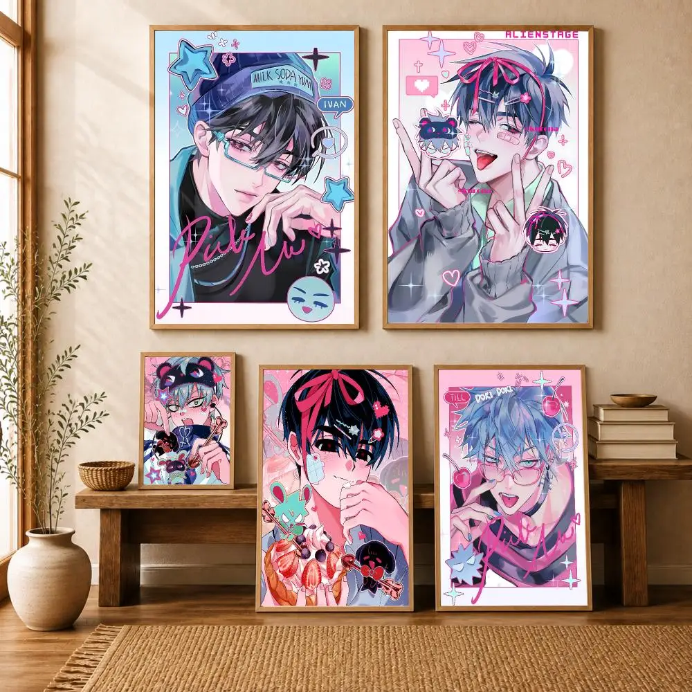 A-ALIEN STAGE Anime Poster Modern Art Wall Stickers HD Painting Self Adhesive Wall Decals for Bedroom Living Room Home Decor