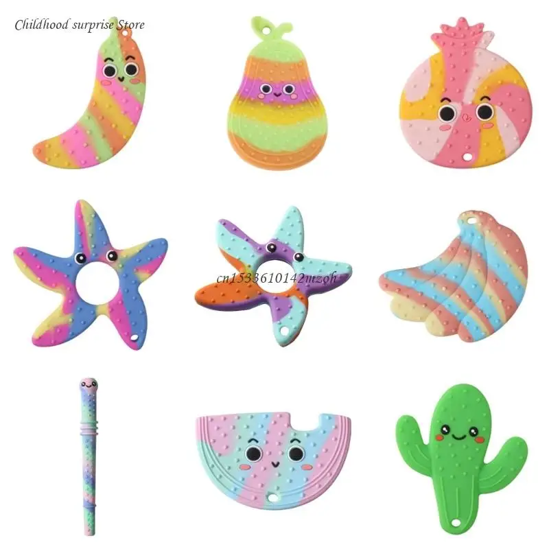 Silicone Chew Toy Baby Infant Teething Toddler Chewing Teether for Autism Biting Needs Boys Girls KidsToys Dropship