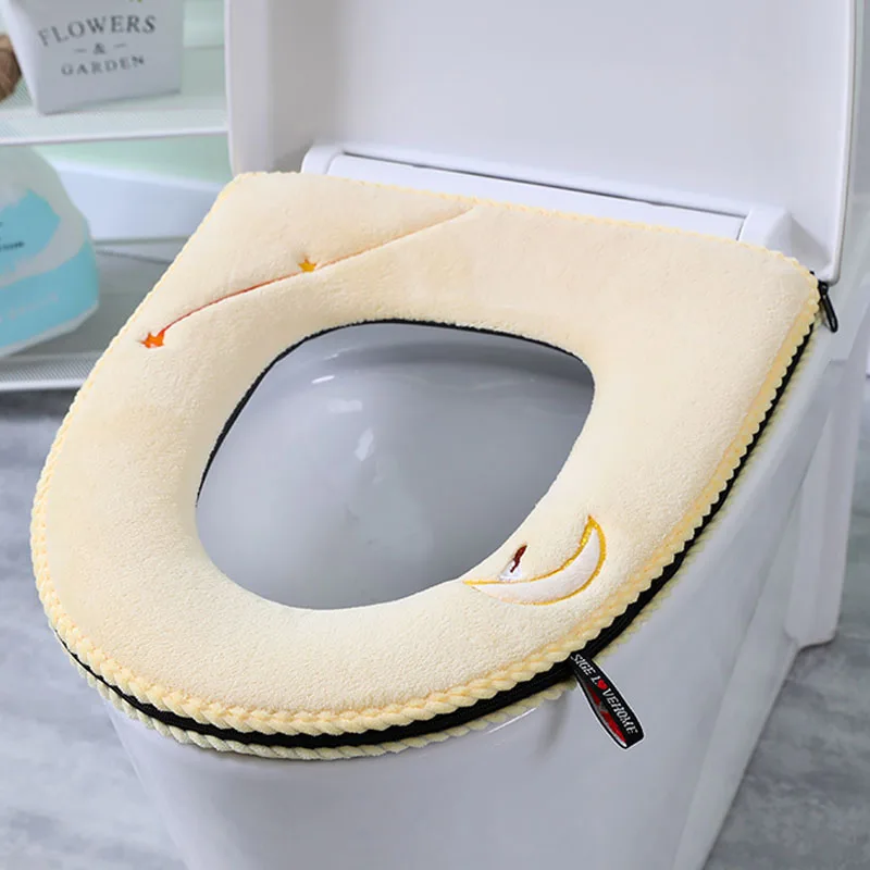 

Solid Color Closestool Cushion Cute Home Decor Toilet Seat Cover Winter Warm Toilet Seat Case Comfortable Toilet Pad With Zipper