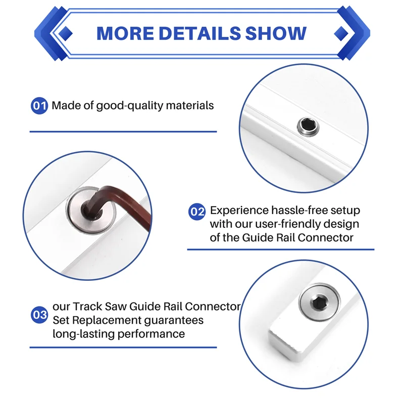 ABKY-Track Saw Guide Rail Connector Set Replacement Wooden Board Cutting Guide Rail Connector For /Festool Track Saw