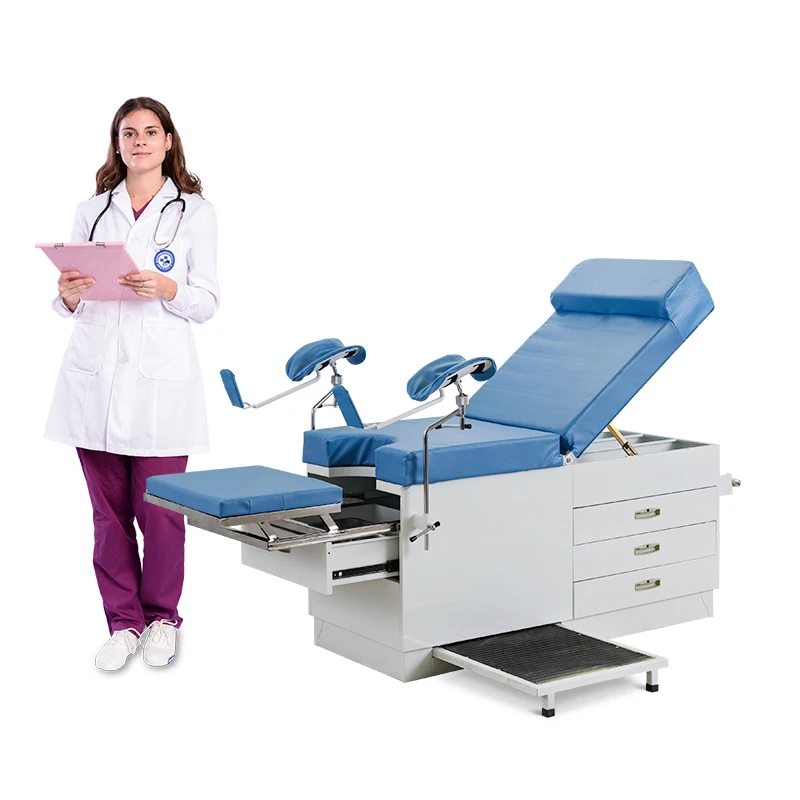 2 Function Medical Obstetric Exam Couch Manual Hospital Delivery Operation Gynaecological Table With Cabinet