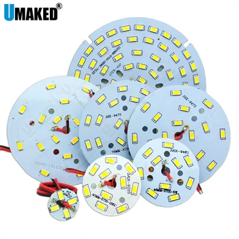 บอร์ดเชื่อม PCB 3W5W7W9W12W15W18W24W36W เส้นลวด20ซม., แหล่งกำเนิดแสงหลอดไฟ5730บอร์ดไฟ SMD, แผงโคมไฟ DIY อลูมิเนียม PCB 5ชิ้น