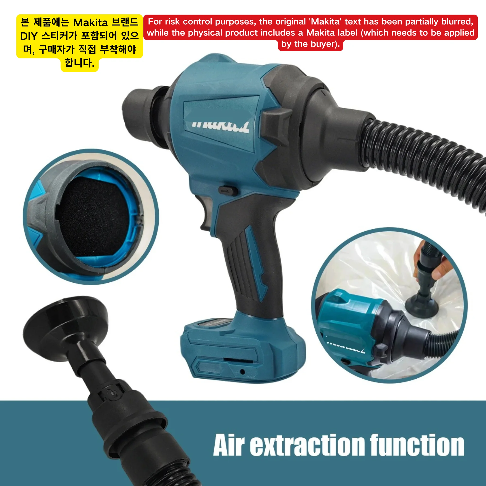 Makita 18V DAS180 Cordless Air Duster, Lithium-ion Wireless Dust Removal Tool, High-Power Blower, Industrial Cleaning Equipment
