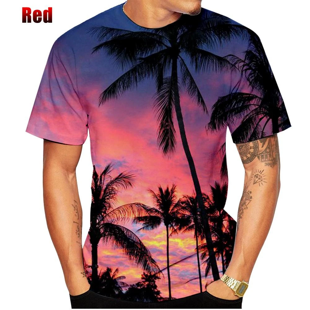 Hot Hawaii The Land Of Palm Trees And Sunshine 3D Print T-shirt Unisex Summer Sea-beach Tee Shirts Tops Hawaiian Vacation Tee