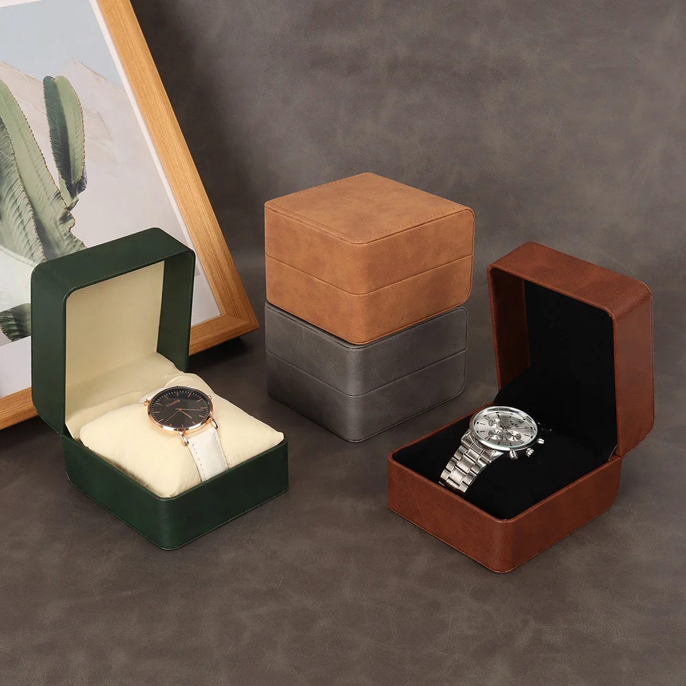 PU Leather Car Line Watch Box Flip Cover Watch Storage Box Jewelry Packaging Display Box Portable Gift Watch Box