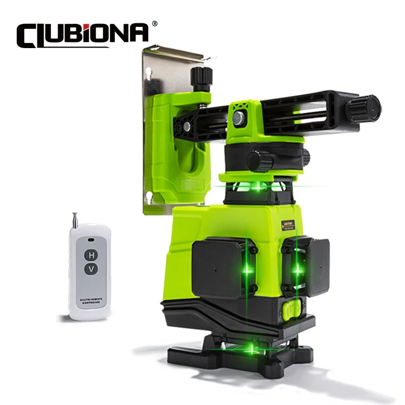 CLUBIONA IE16 Professional 4D Green Beam Laser Level 16 Lines Cross-Line With Remote Control 5000mah Battery 1.5m Tripod Tools