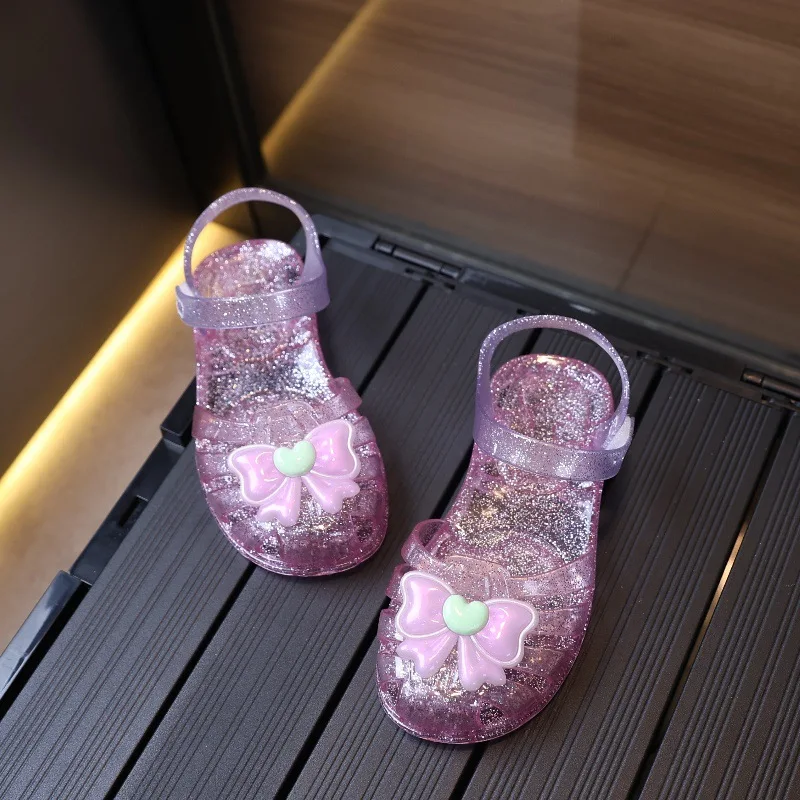 Сандалии Fashion Girl Shoes 2026 Summer New Kids Sandals Simple Versatile Girls Bow Beach Shoes Comfort Non Slip Girls' Sandals