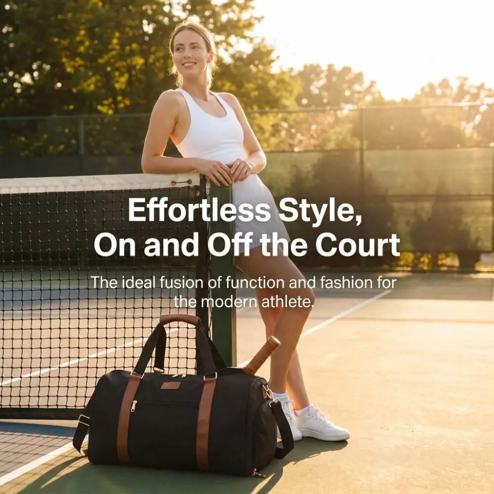 2 in 1 Pickleball Paddle Bag Large Capacity Multi-Pockets Tennis Racket Bag Detachable Strap PU Leather Badminton Racket Bag