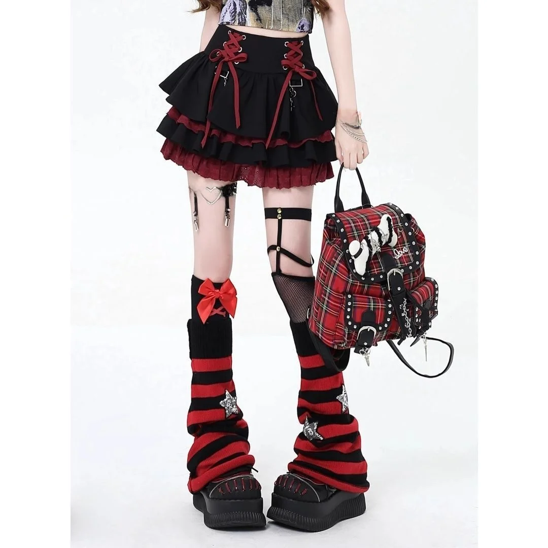 High Waist Puffy Skirt Half-length for plus Size Girls Sweet Cool Teenage Girls Tie Design Fashionable 2025 Spring/Summer