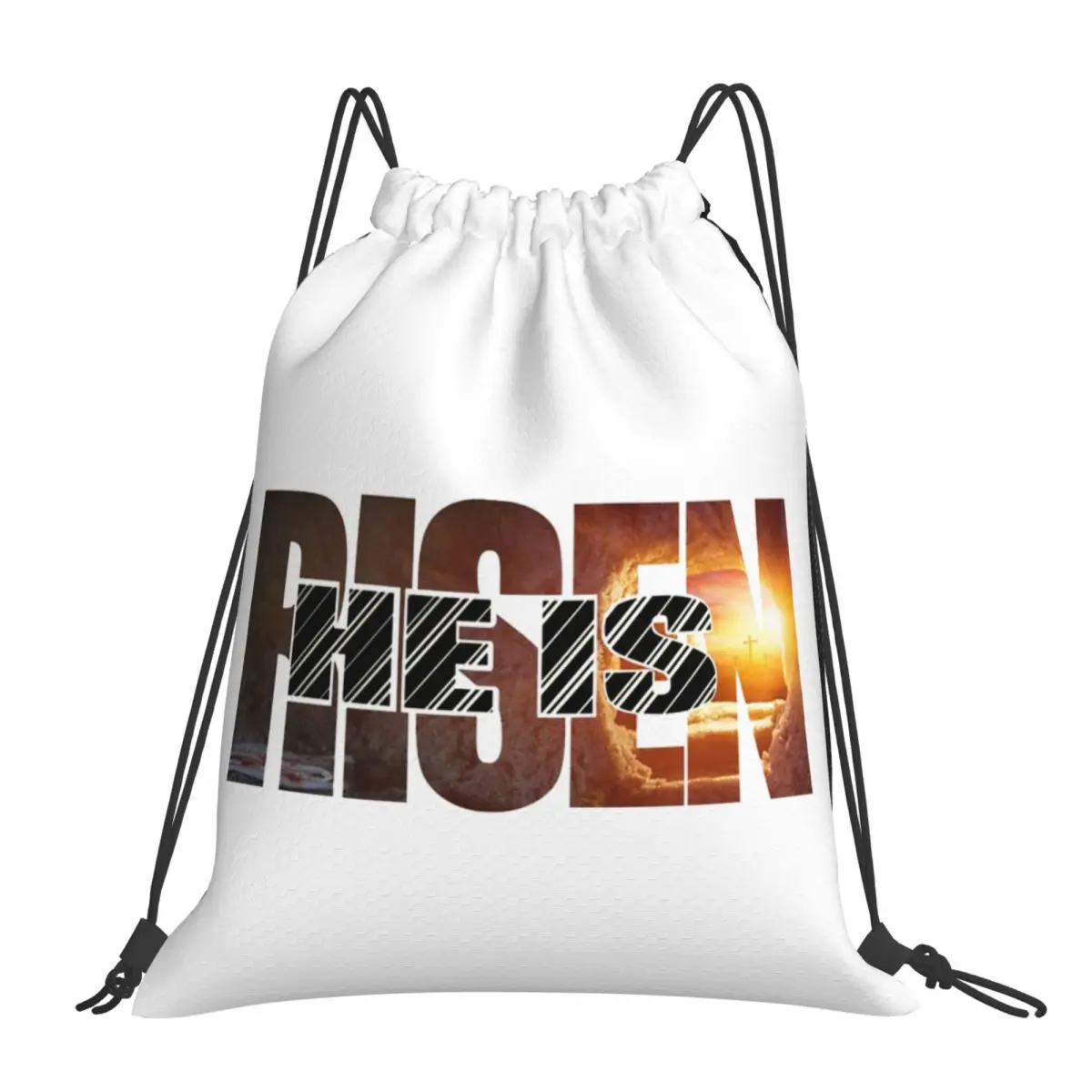 He Is Risen-mochila portátil multifunción para hombre y mujer, bolsa deportiva con cordón, bolsillo para libros, escuela