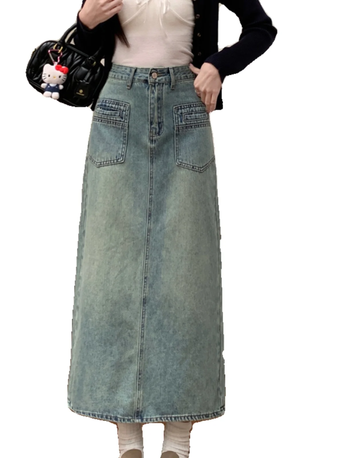 Hoge taille A-lijn rok voor dames Lente Zomer Herfst Denim Split Koreaanse Sle Pendelen ket Design lange rok