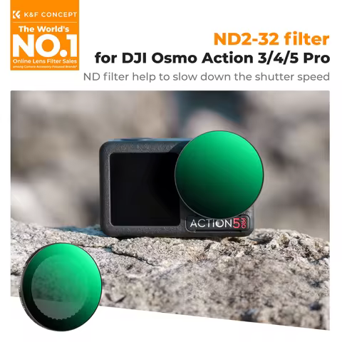 K&amp;F CONCEPT Variable ND2-32 Filter for DJI Osmo Action 5 Pro/4/3 Snap-on Design No Need to Remove Original Filter Easy to Use