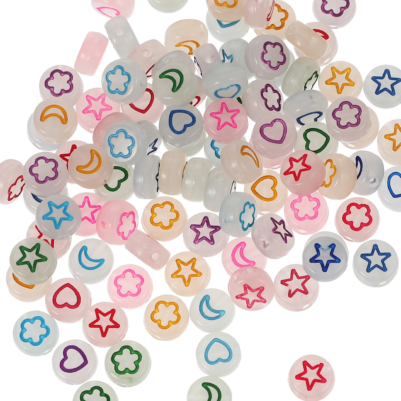 

4 Bags Luminous Acrylic DIY Beads Smooth Polished Loose Beads for Bracelet Making Jewelry Accessories Craft Supplies