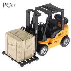 Alloy Die-Cast Model Vehicle Construction Forklift Friction Toy W/ Cargo Pallet Interactive Toy For Boys Girls Xmas Gift