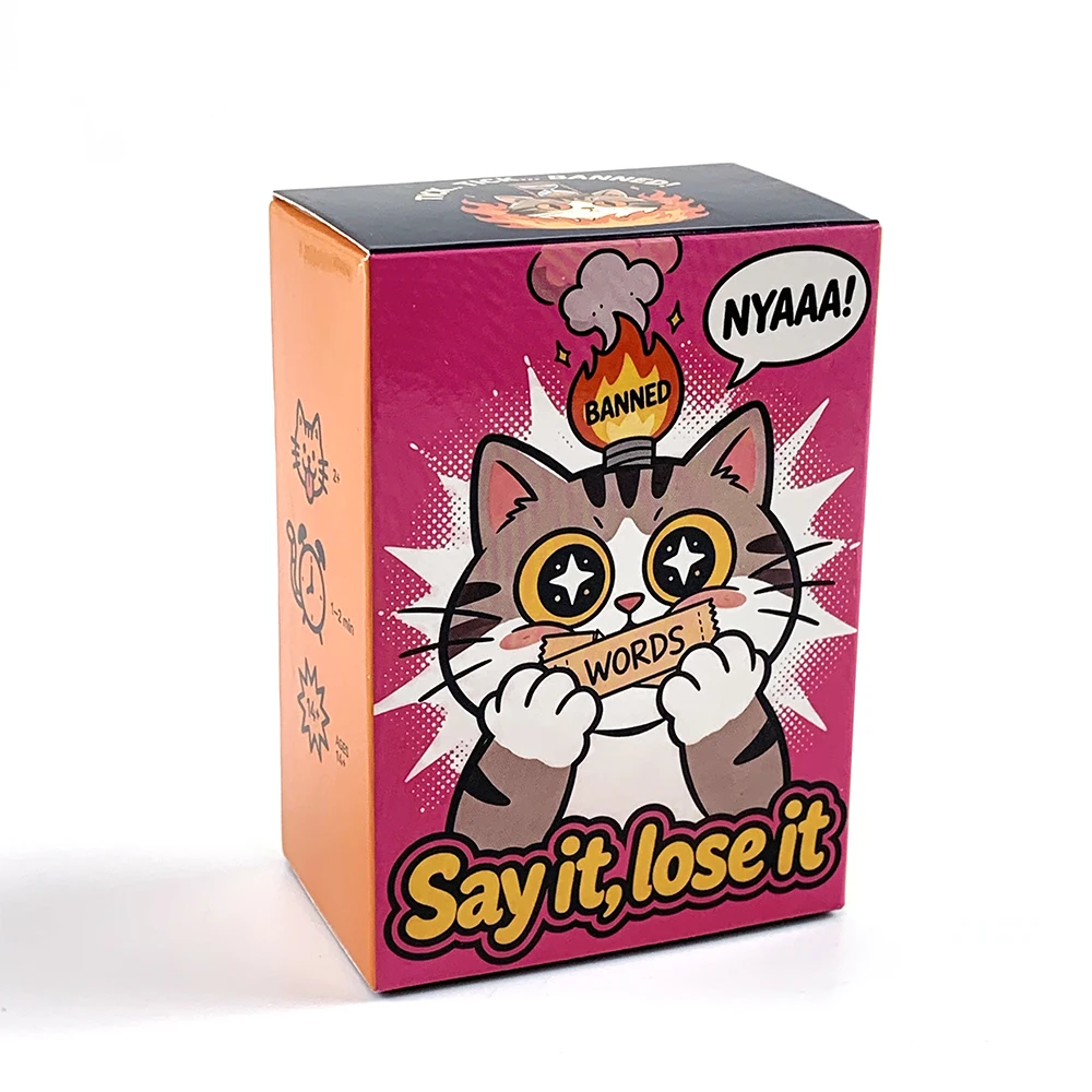 Say It Lose It Banned Words Guessing Card Game Cartoon Cat Design Family Party Interactive Board Game Holiday Entertainment Game