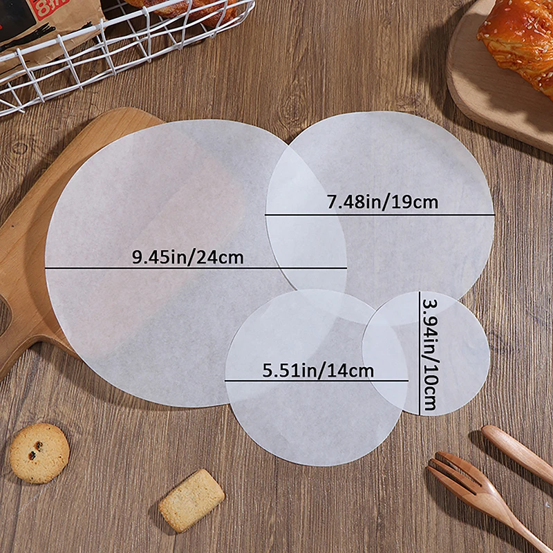 50Pcs Baking Oiled Paper Circle Parchment Paper Multifunction Liner BBQ Oven Patty Hamburger Paper Steamer Liners Baking Tool