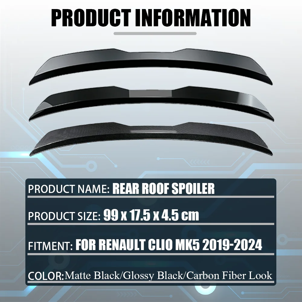 Renault Clio için MK5 Clio 5 2019 2020 2021 2022 2023 2024 araba arka spoiler kapağı arka bagaj bagaj çatı dudak spoiler Tuning