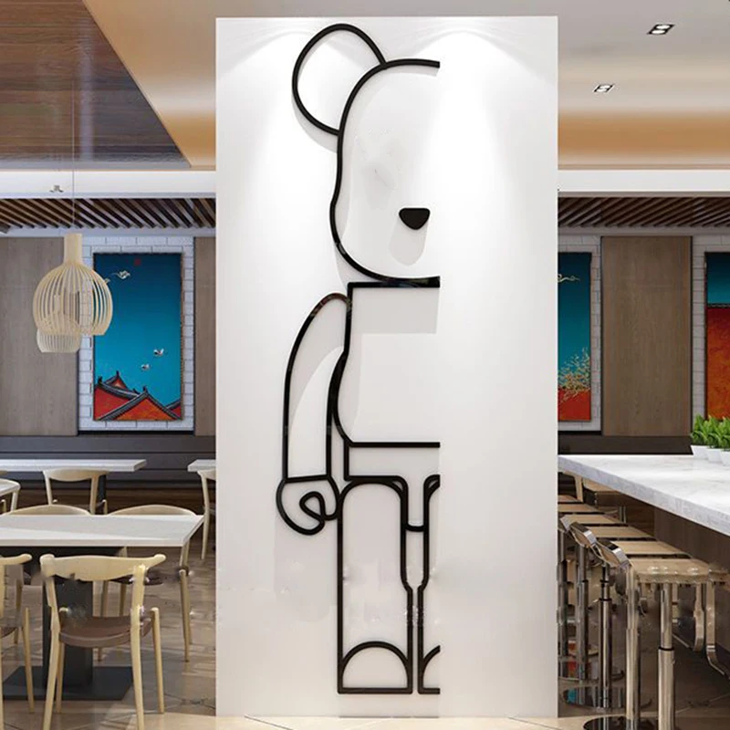 

Acrylic Bear Wall Sticker Creative Cartoon Art Wall Decal Self-adhesive DIY Wallpaper Aesthetic Accessories Home Decor
