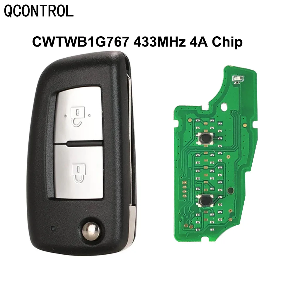 

QCONTROL 2 Buttons 433MHz 4A PCF7952E Flip Remote Key For Nissan Qashqai J11 Pulsar C13 Juke F15 X-Trail T32 Micra CWTWB1G767