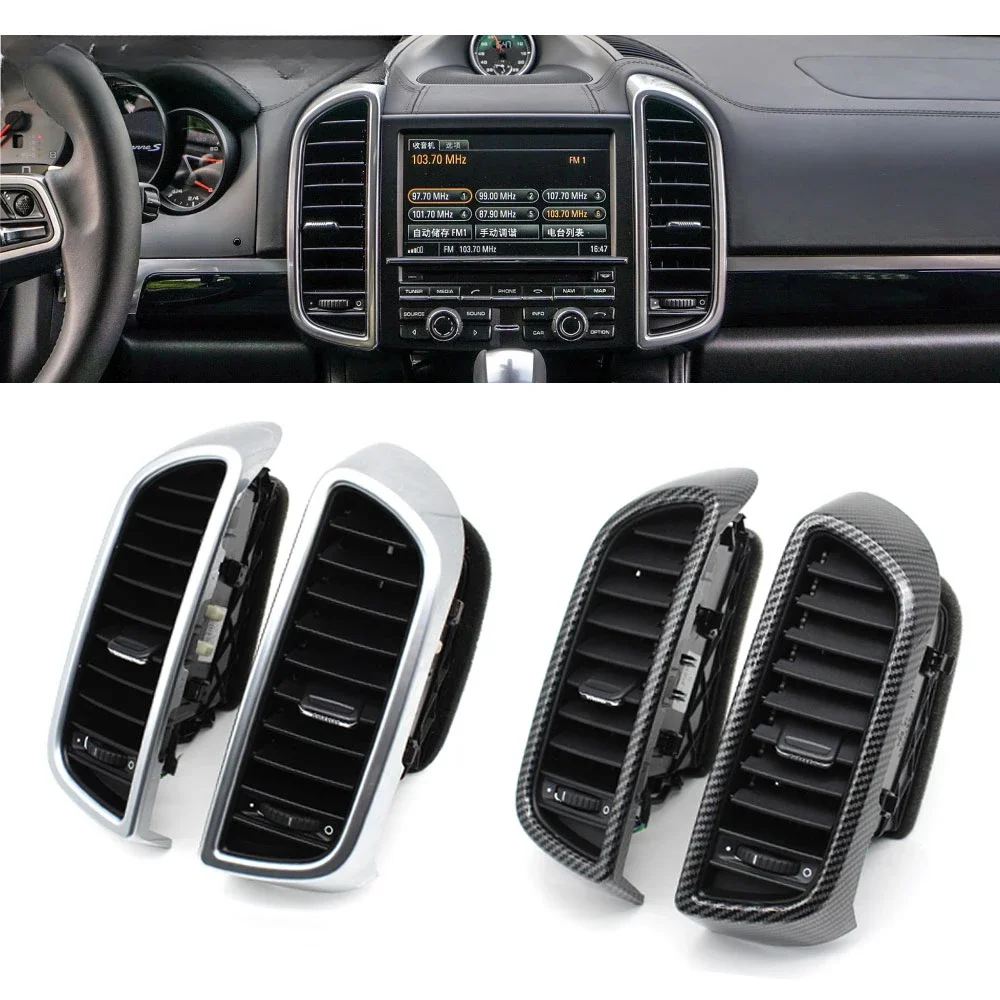 ด้านหน้ากลางกลาง AC Air Vent Grille Outlet คาร์บอนสําหรับ Porsche Cayenne 958 2010 2011 2012 2013 2014 2015