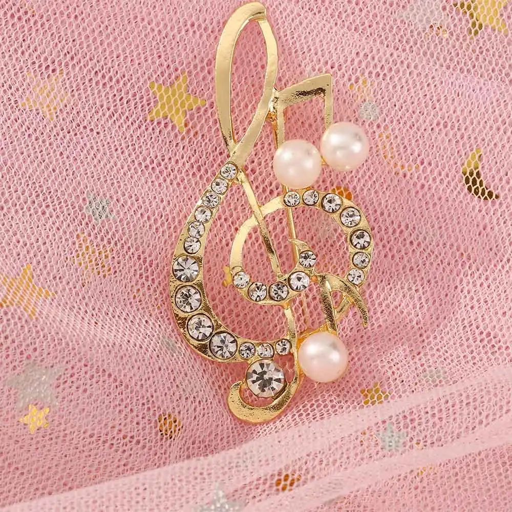 مجوهرات الزفاف وشاح كليب هدية لفتاة فستان اكسسوارات كريستال حجر الراين اللؤلؤ الموسيقية ملاحظة بروش دبابيس وشاح مشبك