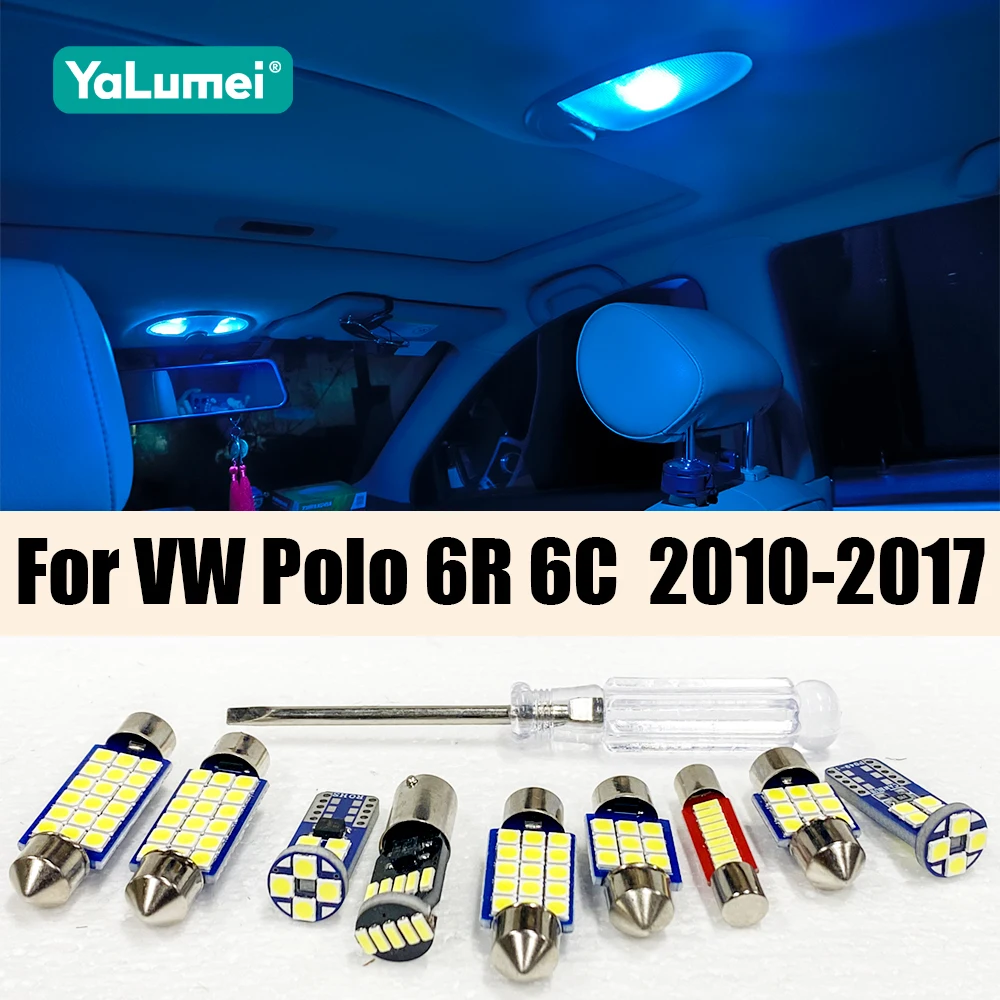 Für Volkswagen VW Polo 6R 6C MK5 2010-2014 2015 2016 2017 8 Stück Auto-LED-Lampen Innenraumleselampe Kofferraumbeleuchtung Zubehör