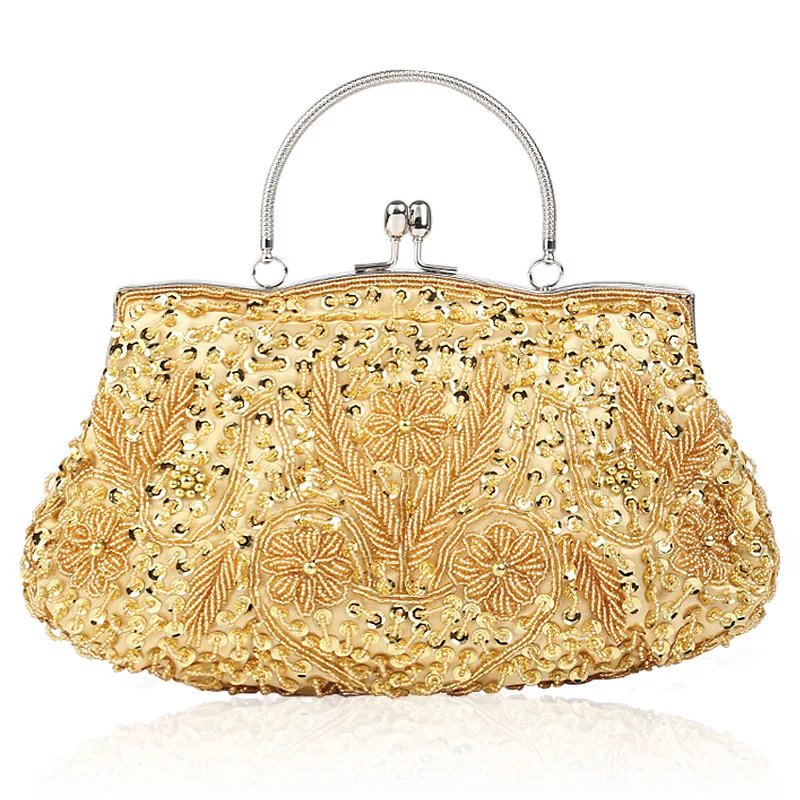 Vrouwen Clutch Bags Dames Kralen Avondtassen Wedding Party Bridal Geborduurde Handtas Vrouwen Solid Retro Kleine Bakken Mini Portefeuilles