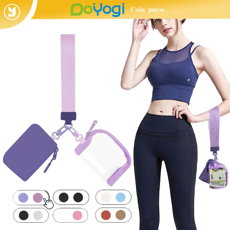 

DOYOGI Wristlet Wallet Hyaline Coin Purse for Women Dual Pouch lulu Collection Mini Keychain Wallet Double Pocket Wrist Wallet ﻿